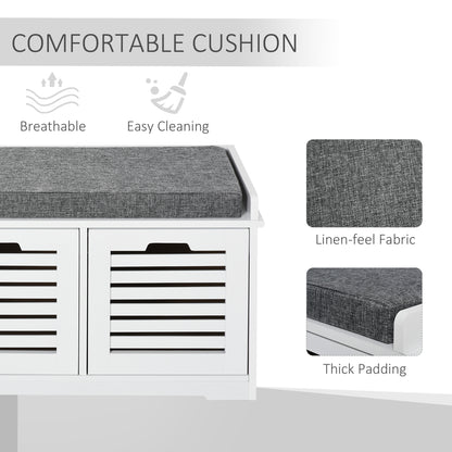 Upholstered Shoe Cabinet Storage Bench with Padded Cushion, with 3 drawer Enough Storage Space Bench Stool for Living Ro