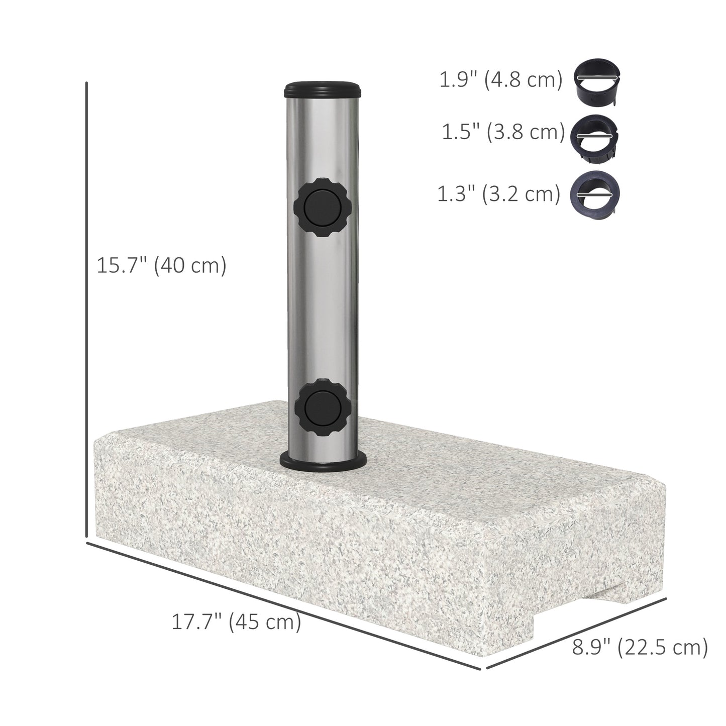 55 lbs Half Granite Parasol Base, Outdoor Umbrella Stand Weight for 1.3", 1.5", 1.9" Umbrella Poles, Grey