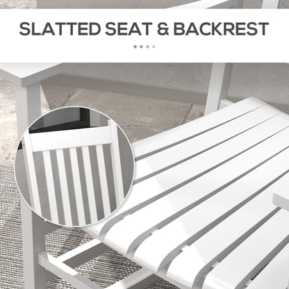 3 Pieces Outdoor Rocking Chair Set, Wooden Patio Rocking Chair Set with Folding Table, High Back and Armrests, White