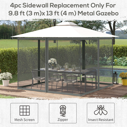 Replacement Mosquito Netting for Gazebo 10' x 13' Black Screen Walls for Canopy with Zippers