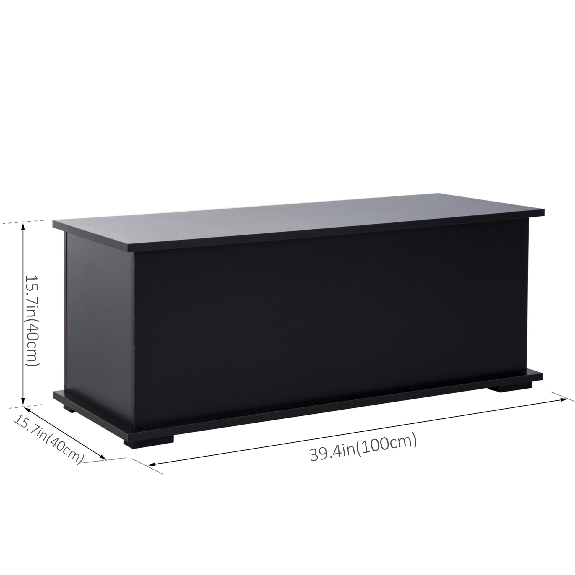 39.5" Storage Chest with 2 Safety Hinges, Storage Box Organizer with Flip-Top Lid, Entryway Storage Bench, Black