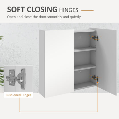 24" x 24" Medicine Cabinet, Wall Mounted Bathroom Mirror Cabinet with Mirrored Doors, Adjustable Shelves and Soft Close 