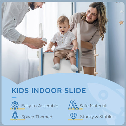 Qaba Toddler Slide Indoor for Kids 1.5-3 Years Old, Space Theme Climber Slide Playset, Blue
