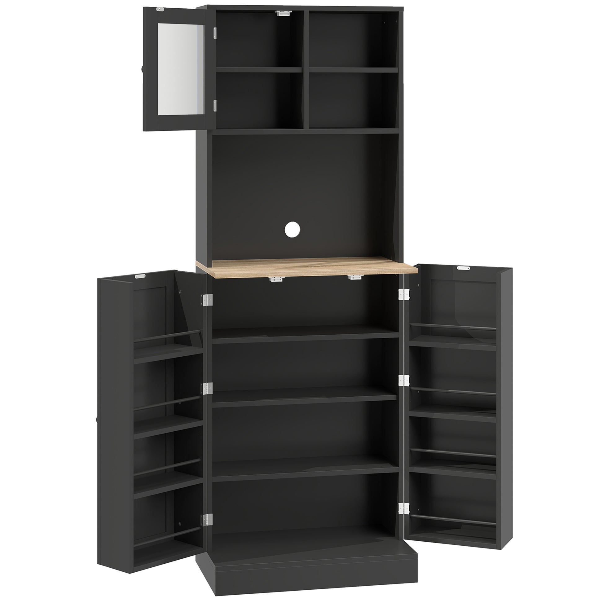 66.5" Tall Kitchen Pantry Cabinet, Kitchen Hutch, Microwave Cabinet with Adjustable Shelves for Dining Room, Black