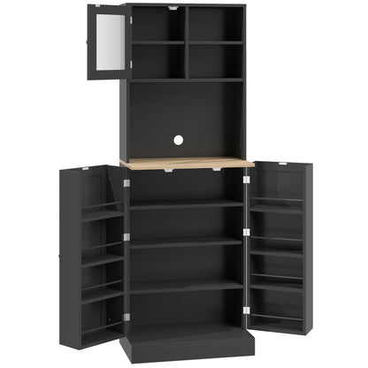 66.5" Tall Kitchen Pantry Cabinet, Kitchen Hutch, Microwave Cabinet with Adjustable Shelves for Dining Room, Black