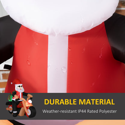 5.5' H Christmas Holiday Yard Inflatable Outdoor, Light Up LED Decoration, Santa Claus Riding a Motorcycle