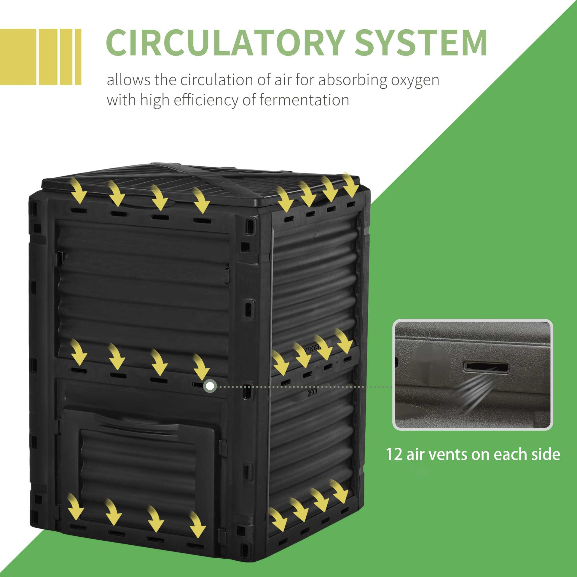 Garden Compost Bin Large Outdoor Compost Container 80 Gallon Fast Creation of Fertile Soil Aerating Compost Box, Easy As