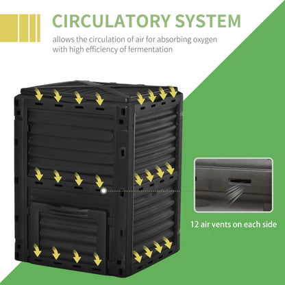 Garden Compost Bin Large Outdoor Compost Container 80 Gallon Fast Creation of Fertile Soil Aerating Compost Box, Easy As