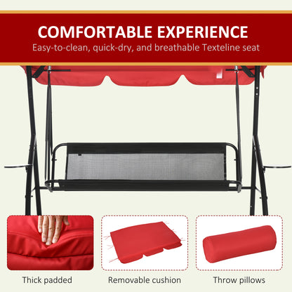 3-Seat Outdoor Patio Swing Chair, 2-in-1 Convertible Flat Bed, Canopy Swing Glider w/ Adjustable Shade, Removable Cushio