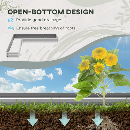 Galvanized Raised Garden Bed Steel Planter Box w/ Rods for Vegetables Flowers Herbs, 82" x 109" x 12", Silver