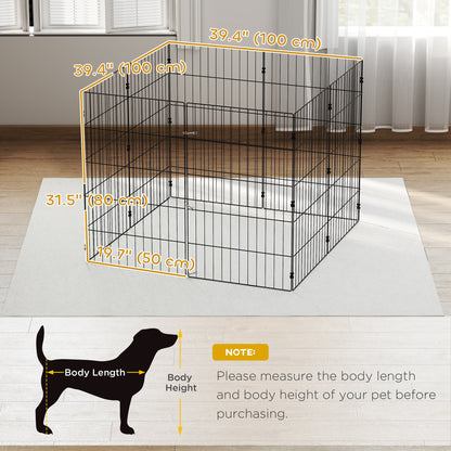 Foldable Metal Exercise Dog Playpen, Expandable Pet Fence for Small & Medium Dogs, 20" x 32", 8 Panels, Black