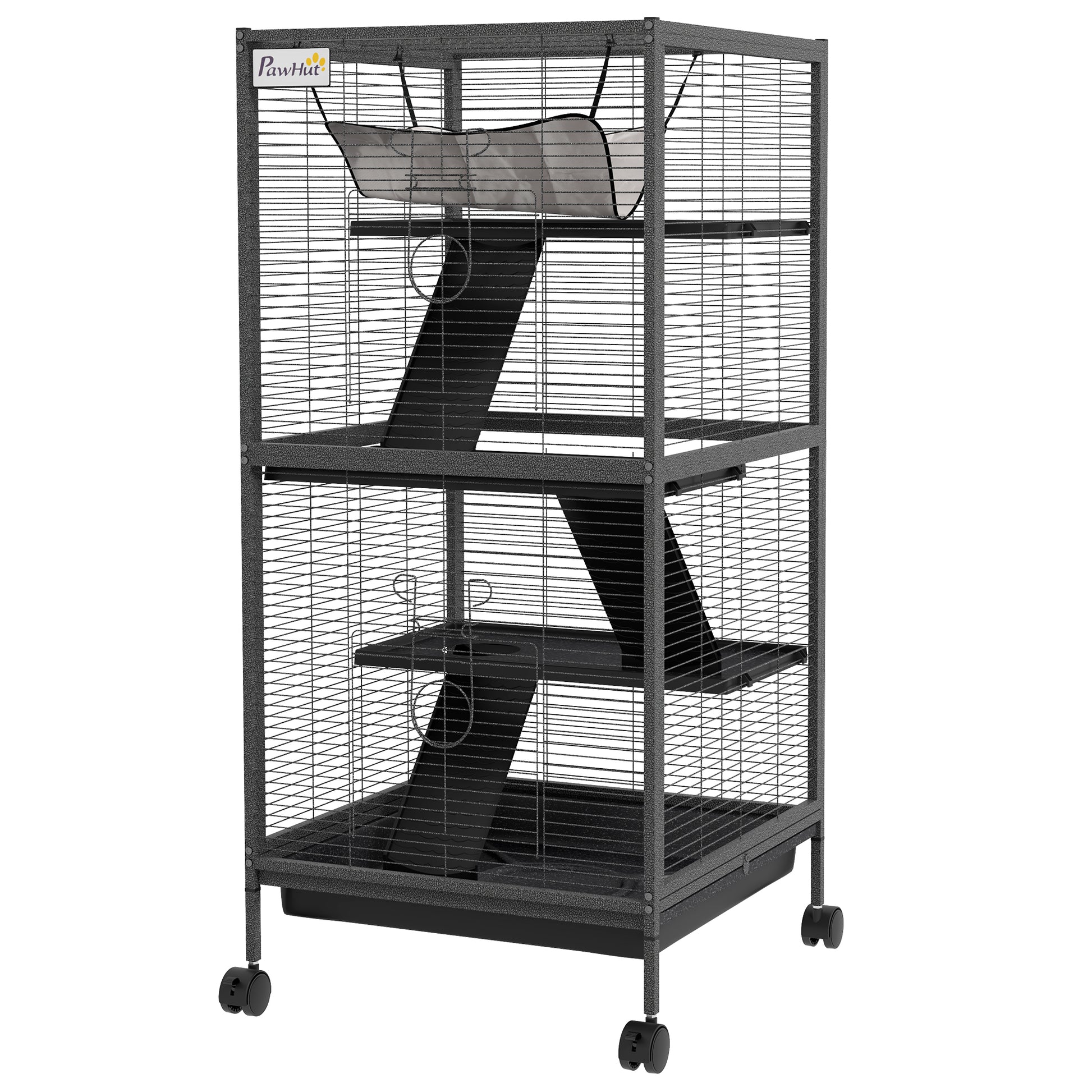 Steel Small Animal Cage for Ferret, Chinchilla, Kitten and Rabbit, Black