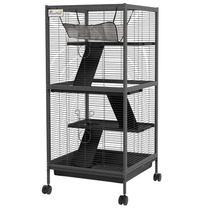 Steel Small Animal Cage for Ferret, Chinchilla, Kitten and Rabbit, Black