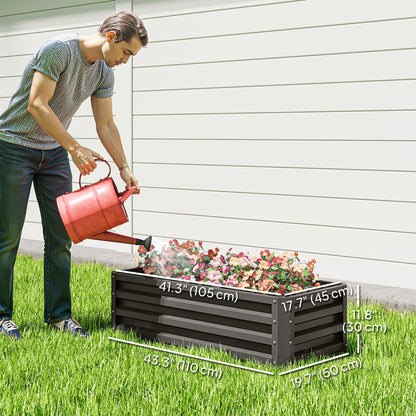 Galvanized Raised Garden Beds, Outdoor Planter Box, Set of 2, for Flowers, Herbs and Vegetables, Dark Grey
