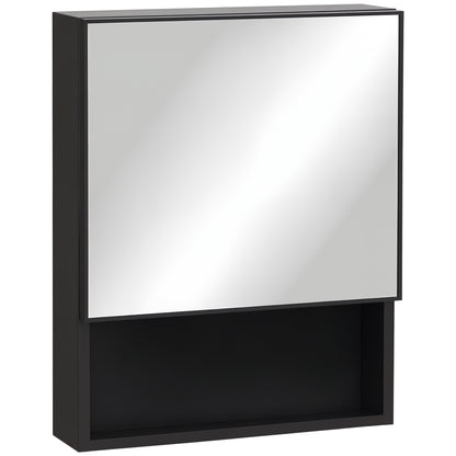 Bathroom Medicine Cabinet, Wall-Mounted Mirror Cabinet with Single Door, Storage Shelves and Stainless Steel Frame for L