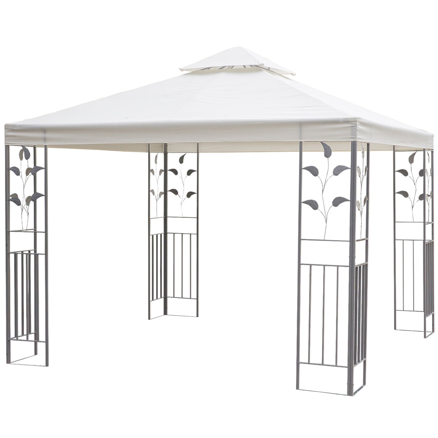 10' x 10' Outdoor Garden Metal Gazebo Patio Canopy Marquee Patio Party Tent Canopy Shelter Vented Roof Decorative Frame,