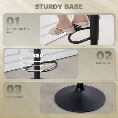 Bar Stools Set of 2, Swivel Counter Height Barstools with Adjustable Height, Back and Footrest, PU Leather Bar Chairs