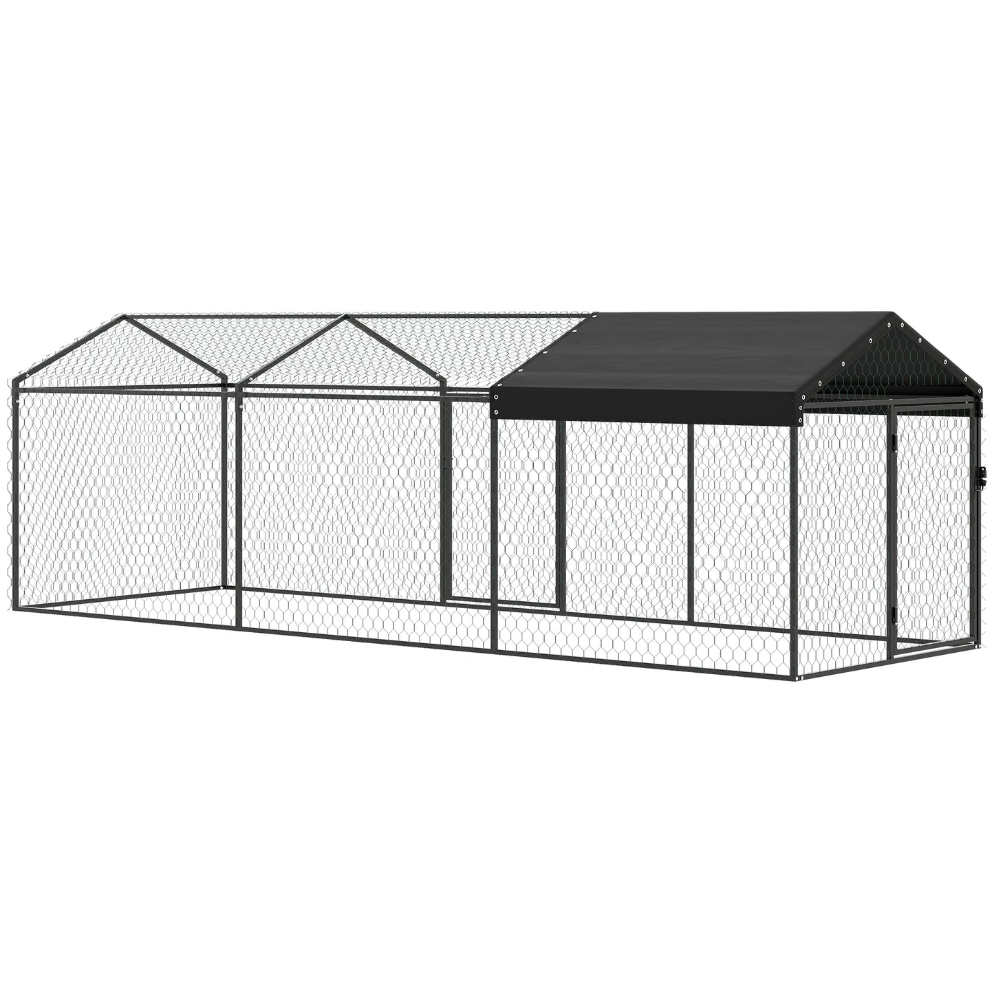 Large Metal Chicken Coop, Chicken Run with Waterproof & Anti-UV Cover for 3-5 Poultry, Outdoor Poultry Cage Rabbit Hutch