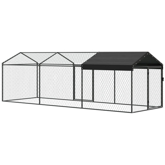 Large Metal Chicken Coop, Chicken Run with Waterproof & Anti-UV Cover for 3-5 Poultry, Outdoor Poultry Cage Rabbit Hutch
