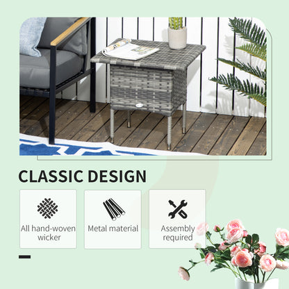 20" Patio Wicker Coffee Table, Outdoor Coffee Table with Plastic Board Underneath the Woven Tabletop for Patio, Garden, 