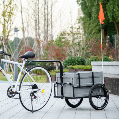 VarietyKart Steel Trailer for Bike, Bicycle Cargo Trailer with Foldable Storage Box and Safe Reflectors, Max Load 88LBS,