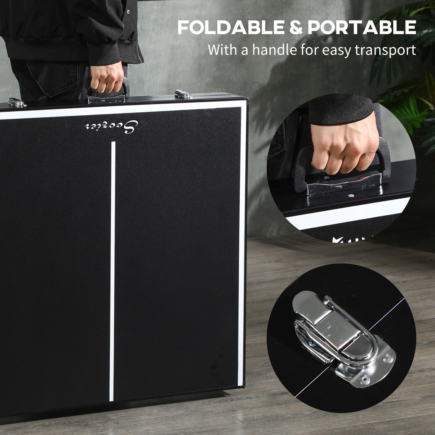 Soozier Mini Folding Table Tennis Table with Aluminium Frame, Portable Outdoor Ping Pong Table with Net for Indoor Outdo