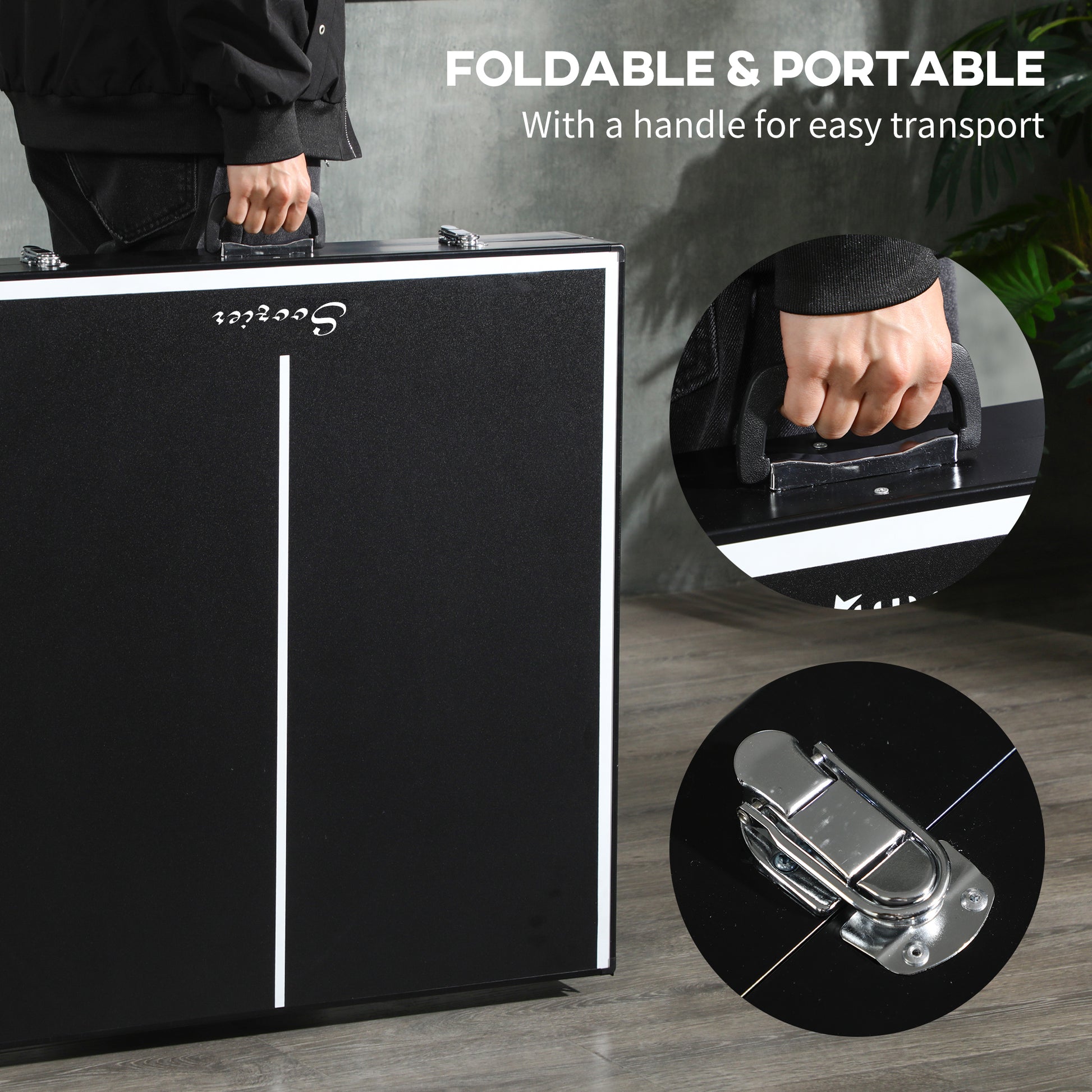 Soozier Mini Folding Table Tennis Table with Aluminium Frame, Portable Outdoor Ping Pong Table with Net for Indoor Outdo
