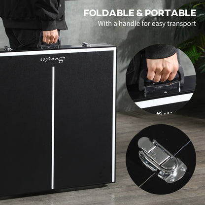 Soozier Mini Folding Table Tennis Table with Aluminium Frame, Portable Outdoor Ping Pong Table with Net for Indoor Outdo