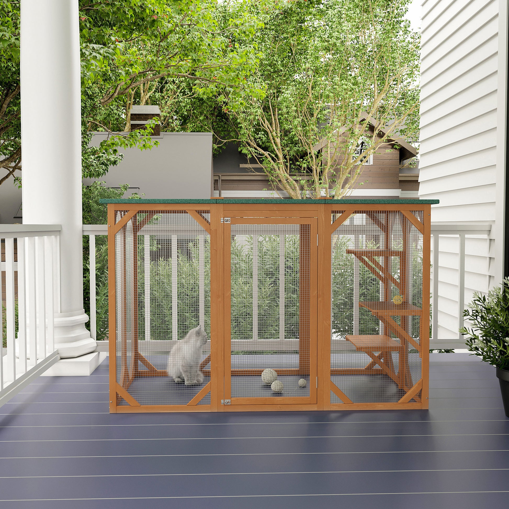 71"L Catio Outdoor Cat Enclosure, Indoor Cat Cage, Pet House, Small Animal Hutch for 1-2 Rabbit, Kitten, Kitty Crate Ken