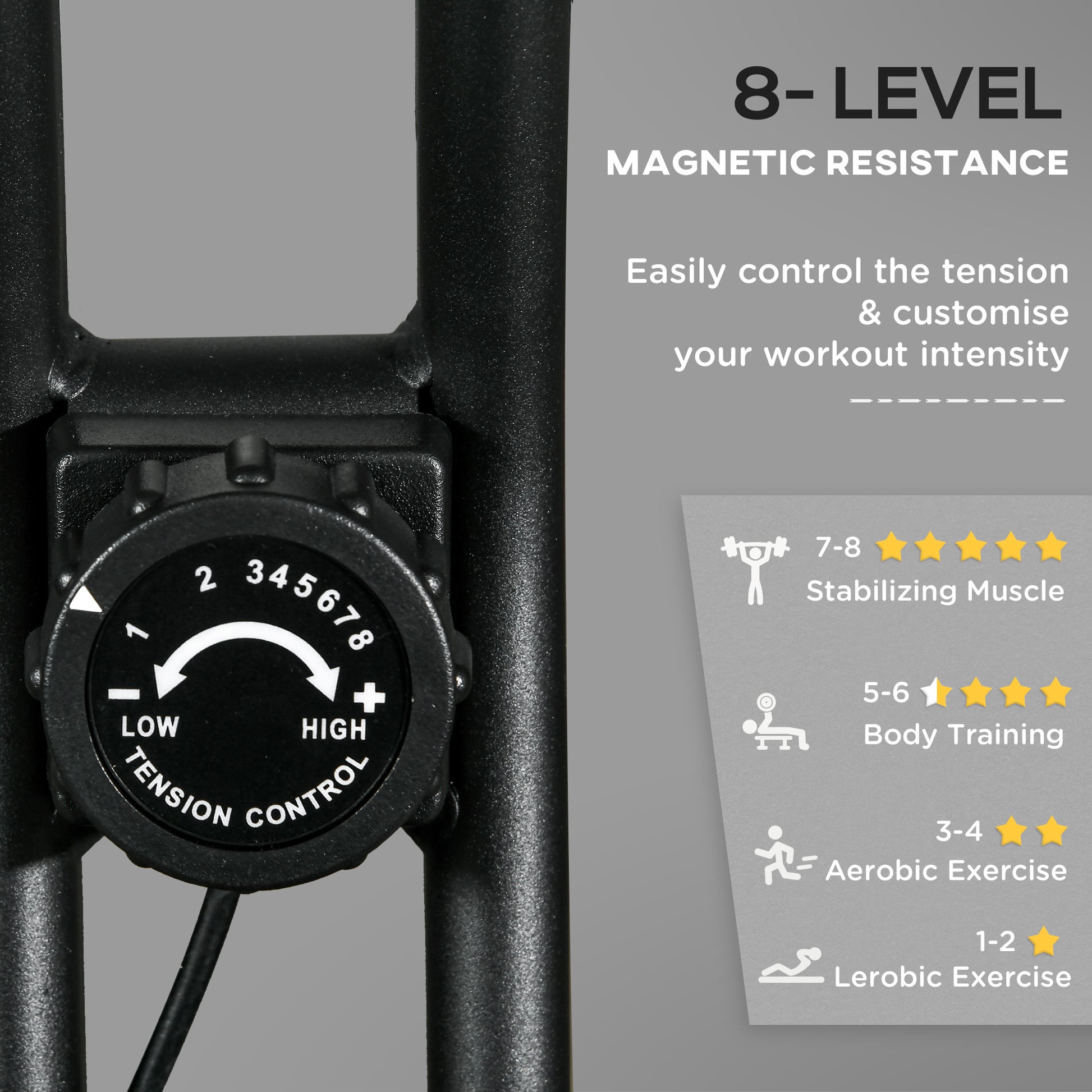 Soozier Foldable Exercise Bike Indoor Stationary Bike w/ 8-Level Magnetic Resistance LCD Screen Phone Holder for Home Gy