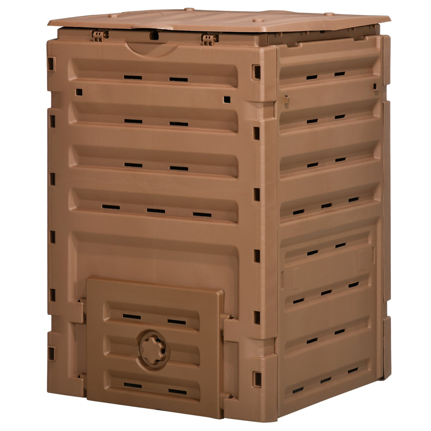 Compost Bin, Garden Composter with 80 Vents and 2 Doors, 120 Gallon (450L), Black