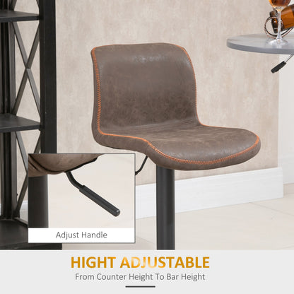 Bar Stools Set of 2, Swivel Counter Height Bar Stools with Adjustable Height and Footrest, PU Leather Upholstered Kitche