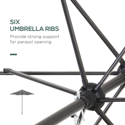 6.6FT Patio Umbrella, Outdoor Parasol with 6 Solid Ribs, Dark Grey