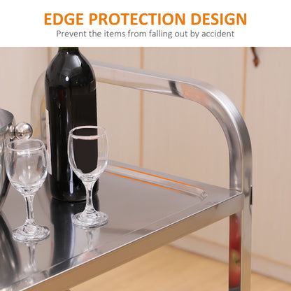 35.6" 3-Tier Kitchen Trolley Medical Treatment Laboratory Equipment Carts, Stainless Steel Rolling Kitchen Island, Wheel