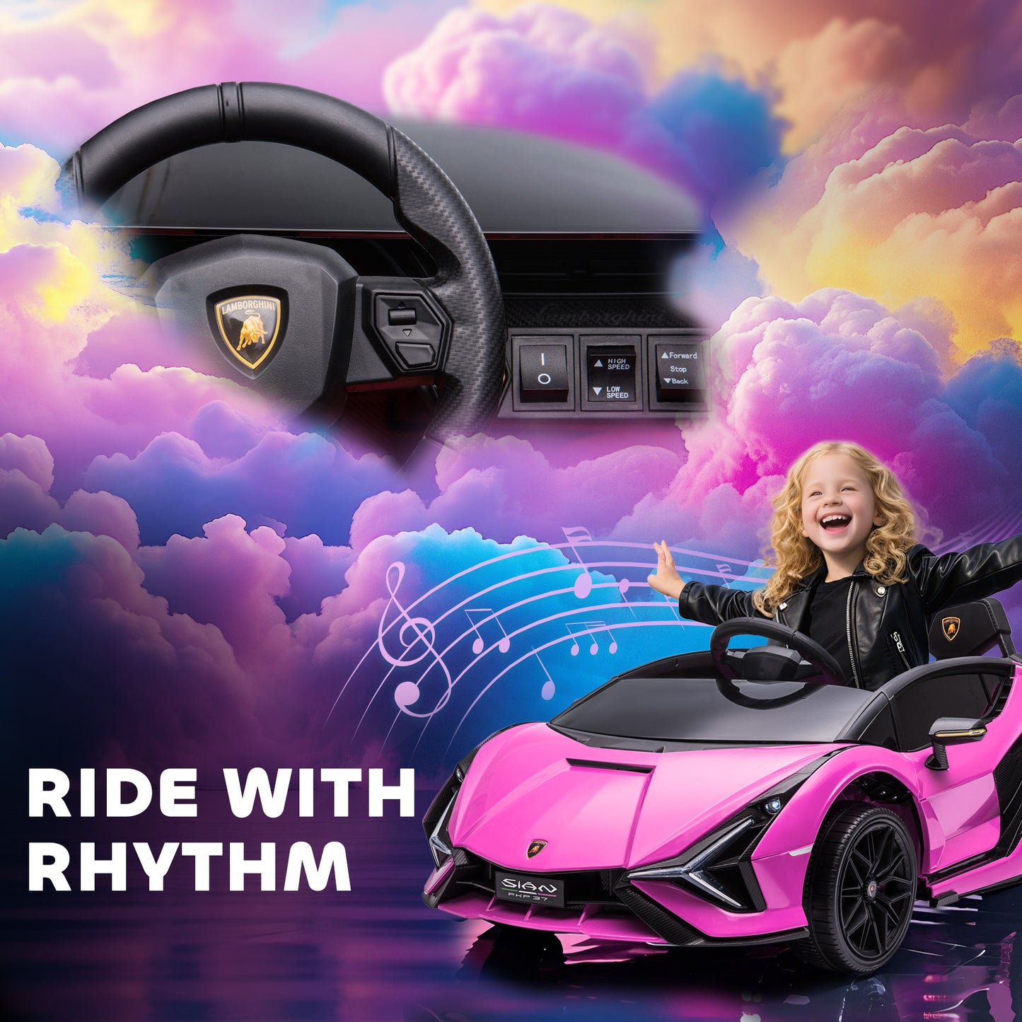 VarietyKart Compatible 12V Battery-powered Kids Electric Ride On Car Toy with Parental Remote Control Music Lights MP3 f