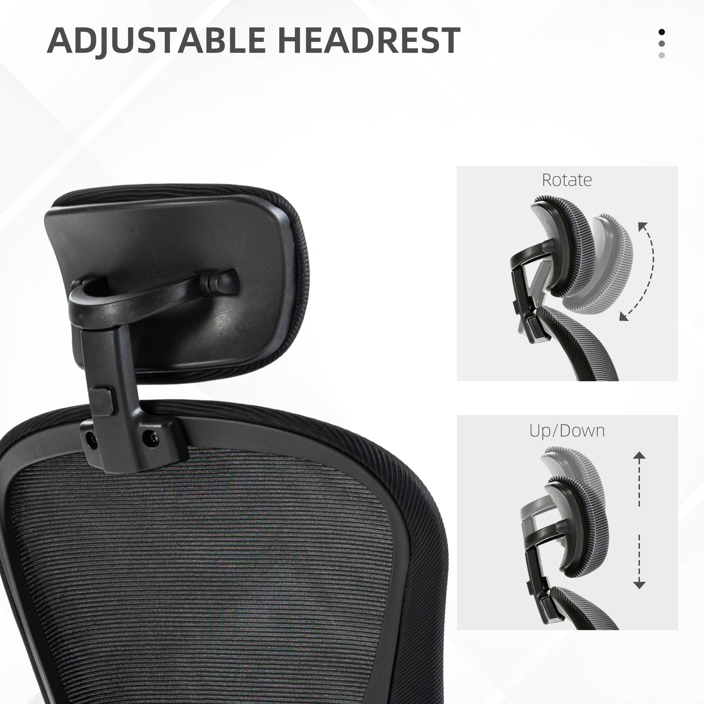 Office Chair, Mesh Computer Desk Chair with Adjustable Headrest, 4D Lumbar Support, Flip-up Arm, Black