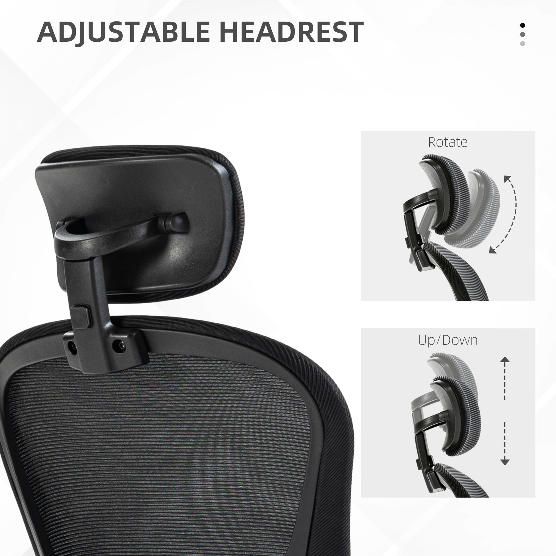 Office Chair, Mesh Computer Desk Chair with Adjustable Headrest, 4D Lumbar Support, Flip-up Arm, Black