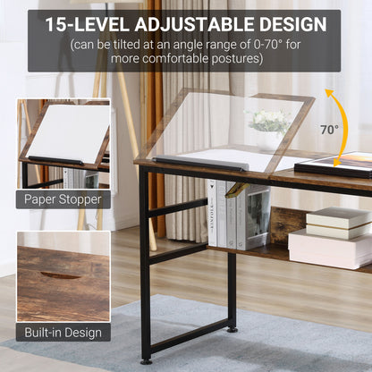 Adjustable Drafting Table Art Desk Drawing Table Craft Desk Workstation for Painting Multifunctional Writing Desk with T