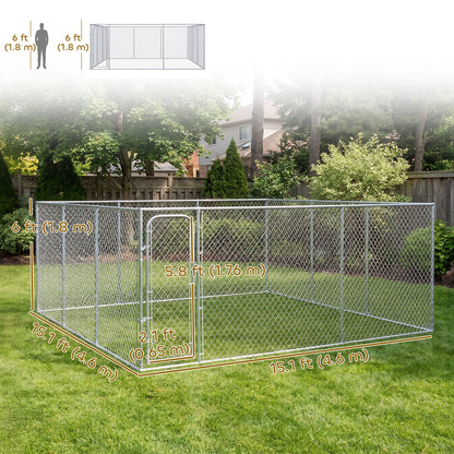 Dog Playpen Outdoor, Walk-in Dog Run Kennel Puppy Exercise Pen Indoor Outdoor with DIY Door and Galvanized Steel Frame