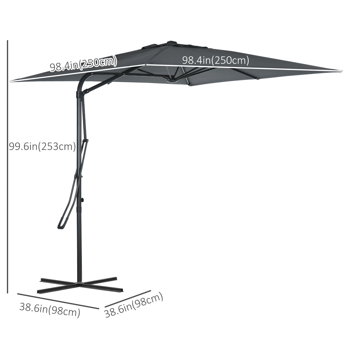8FT Cantilever Patio Umbrella, Offset Patio Umbrella with Cross Base for Deck, Backyard, Pool and Garden, Hanging Umbrel