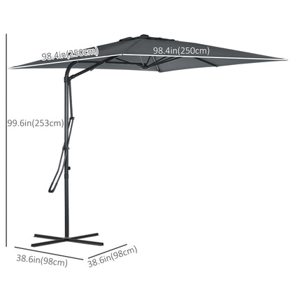 8FT Cantilever Patio Umbrella, Offset Patio Umbrella with Cross Base for Deck, Backyard, Pool and Garden, Hanging Umbrel