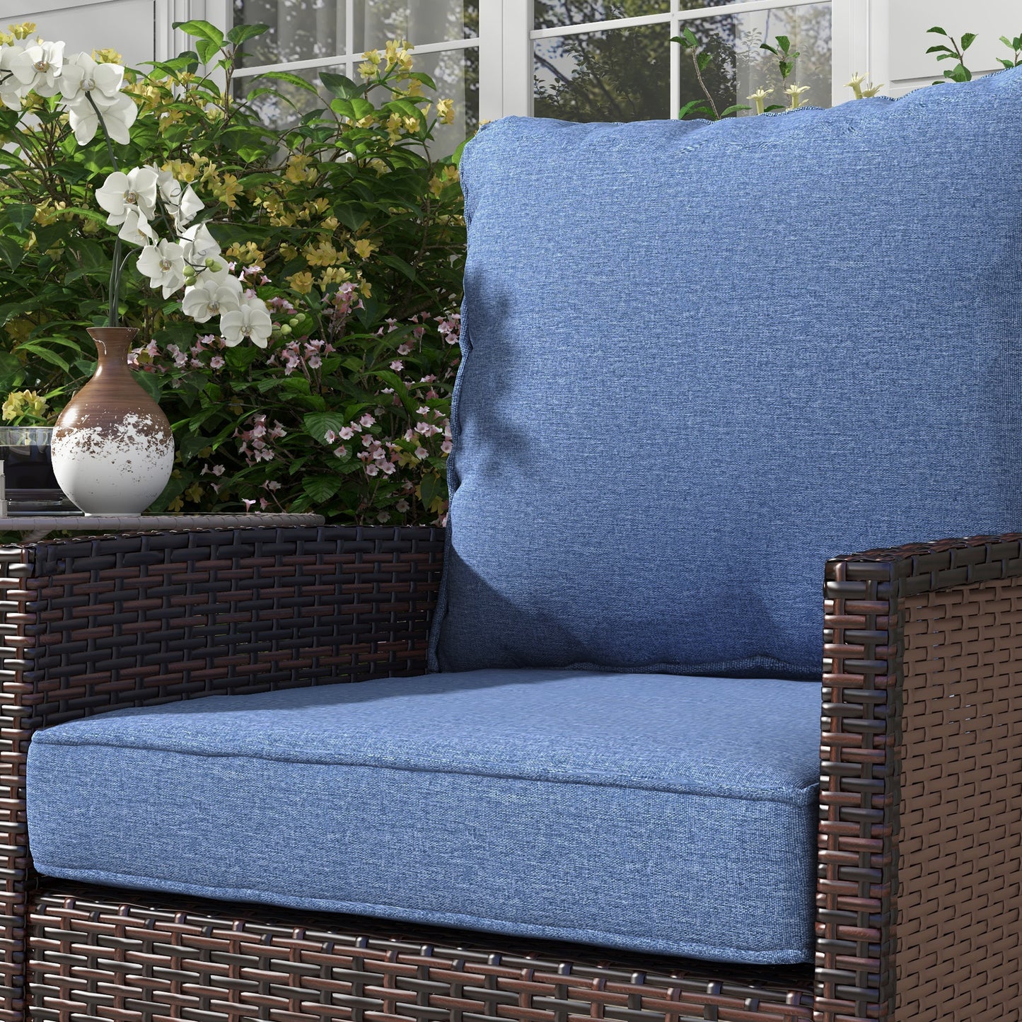 4-Piece Seat Cushion Pillows Replacement, Patio Chair Cushions Set with Back for Indoor Outdoor, Blue