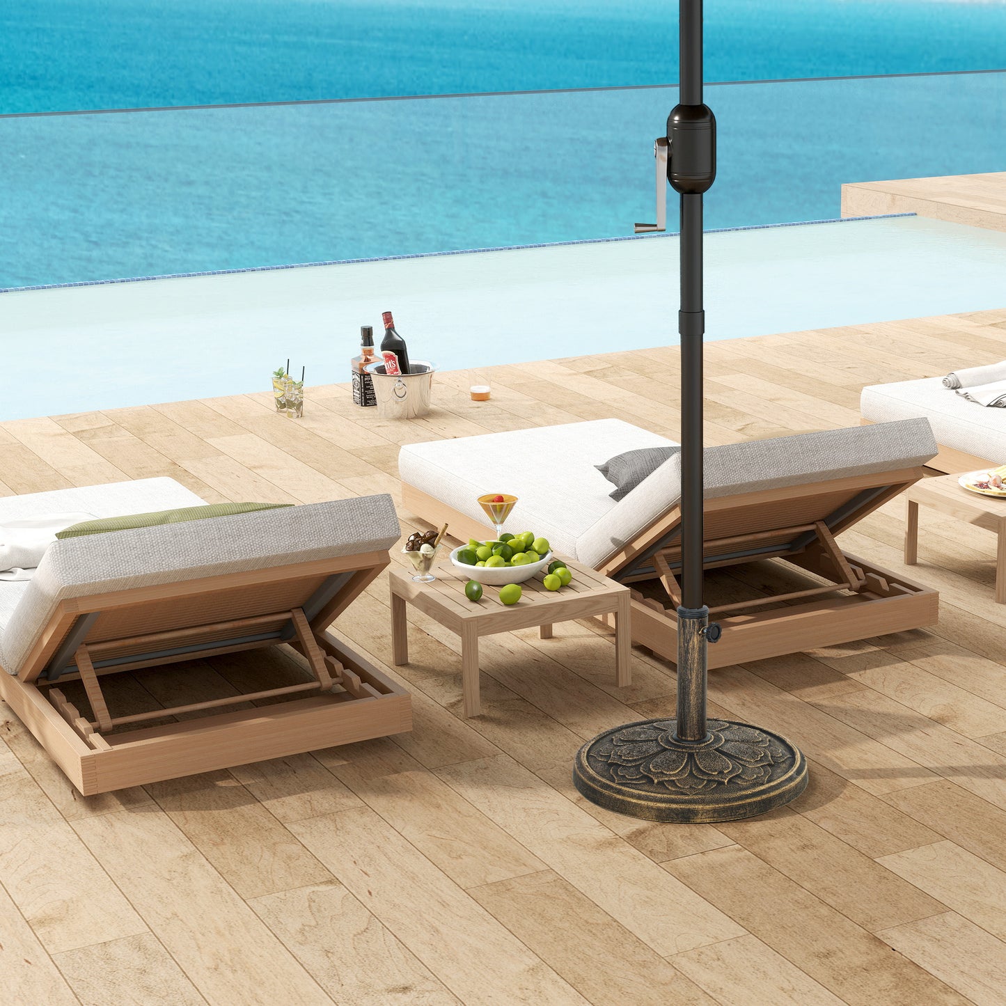 26 lbs Resin Round Patio Umbrella Base, Umbrella Stand Base, Outdoor Umbrella Stand for 1.3"/1.5"/1.9" Umbrella Poles fo