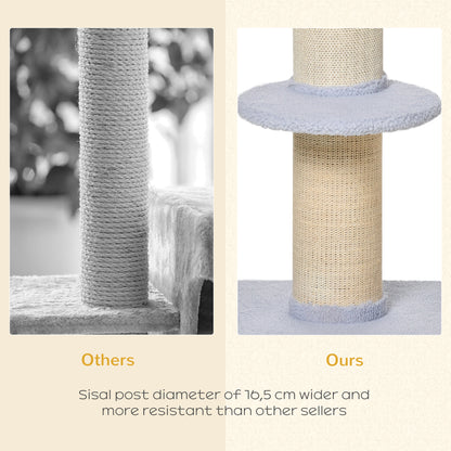 Cat Tree Kitty Tower with Sisal Mat Scratching Post, Cat Bed, Cushion, Perch, 18" x 18" x 36",  Light Blue