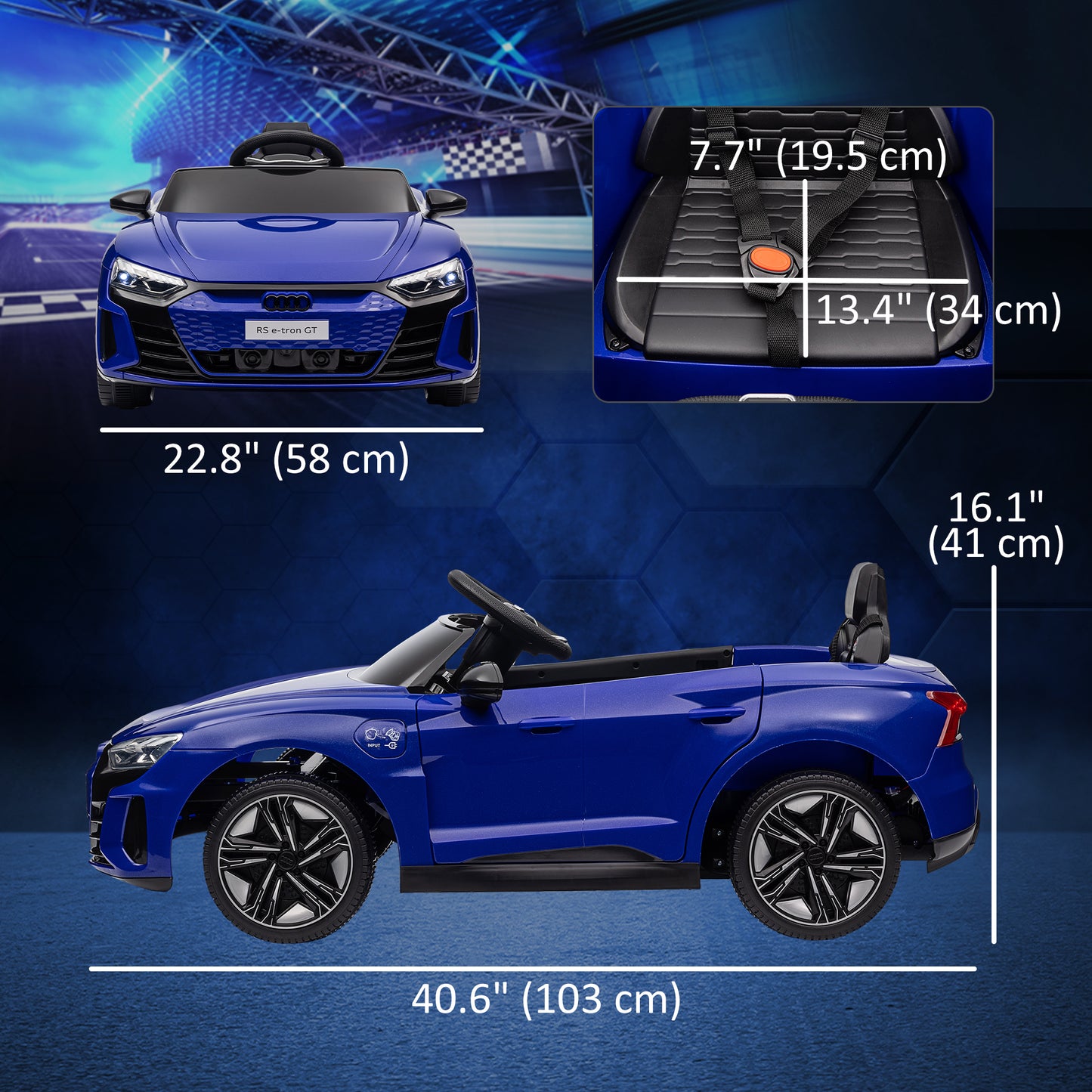 VarietyKart 12V Audi RS e-tron GT Licensed Kids Ride on Car, Battery Powered Electric Car with Remote Control, Navy Blue