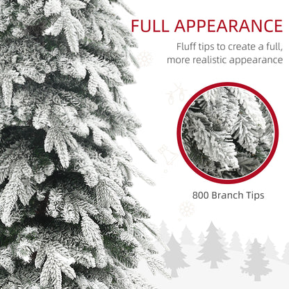 7ft Pencil Flocked Artificial Christmas Tree with 800 Branch Tips, Auto Open and Steel Base, Green