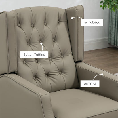 Faux Leather Accent Chair with Thick Padding for Living Room, Bedroom, Home Office, Khaki