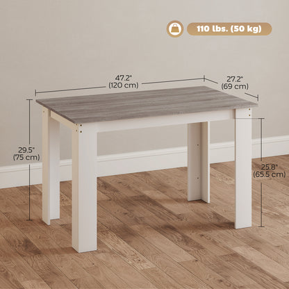 47" Kitchen Table for 4-6 People, Dining Table with Wood Effect for Dining Room, Grey