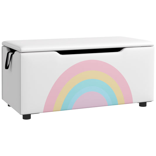 Qaba Toy Chest, Kids Toy Bench Box, Lightweight Storage Bench with Lid and Side Handles, for Nursery Room Playroom Bedro