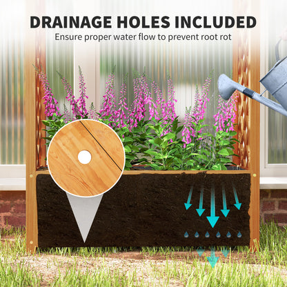 Wooden Raised Garden Bed with Arch Trellis, 33" x 14" x 57" Raised Planter Box with Drainage Holes, Trellis Planter for 